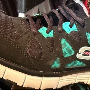 Skechers Black and Teal Athletic Shoes
